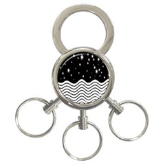 Black And White Waves And Stars Abstract Backdrop Clipart 3-ring Key Chains by Simbadda