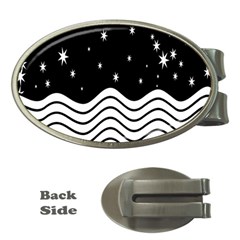 Black And White Waves And Stars Abstract Backdrop Clipart Money Clips (oval)  by Simbadda