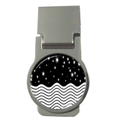 Black And White Waves And Stars Abstract Backdrop Clipart Money Clips (round) 