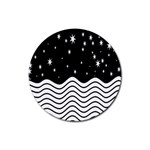 Black And White Waves And Stars Abstract Backdrop Clipart Rubber Round Coaster (4 pack)  Front