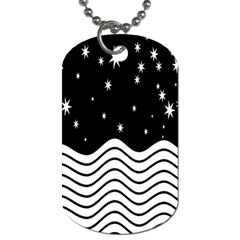 Black And White Waves And Stars Abstract Backdrop Clipart Dog Tag (two Sides)