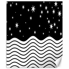 Black And White Waves And Stars Abstract Backdrop Clipart Canvas 8  X 10  by Simbadda