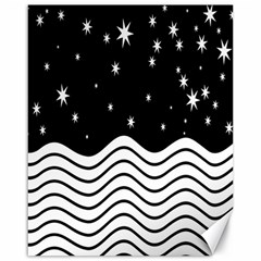 Black And White Waves And Stars Abstract Backdrop Clipart Canvas 16  X 20   by Simbadda