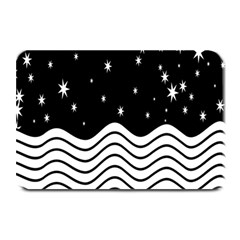 Black And White Waves And Stars Abstract Backdrop Clipart Plate Mats by Simbadda