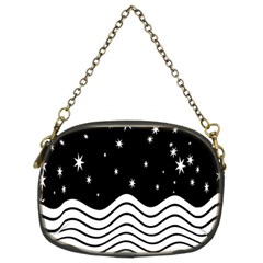 Black And White Waves And Stars Abstract Backdrop Clipart Chain Purses (two Sides)  by Simbadda