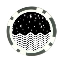 Black And White Waves And Stars Abstract Backdrop Clipart Poker Chip Card Guard (10 Pack) by Simbadda