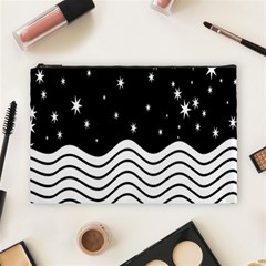 Black And White Waves And Stars Abstract Backdrop Clipart Cosmetic Bag (large)  by Simbadda