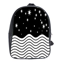 Black And White Waves And Stars Abstract Backdrop Clipart School Bags(large)  by Simbadda