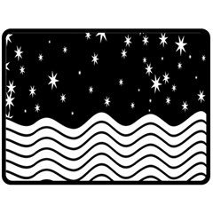 Black And White Waves And Stars Abstract Backdrop Clipart Fleece Blanket (large)  by Simbadda