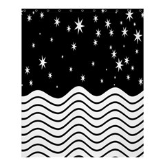 Black And White Waves And Stars Abstract Backdrop Clipart Shower Curtain 60  X 72  (medium)  by Simbadda