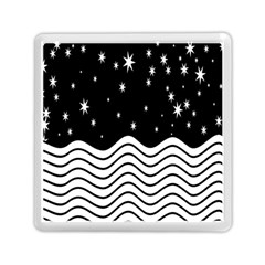 Black And White Waves And Stars Abstract Backdrop Clipart Memory Card Reader (square) 