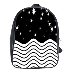 Black And White Waves And Stars Abstract Backdrop Clipart School Bags (xl)  by Simbadda