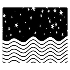 Black And White Waves And Stars Abstract Backdrop Clipart Double Sided Flano Blanket (small)  by Simbadda