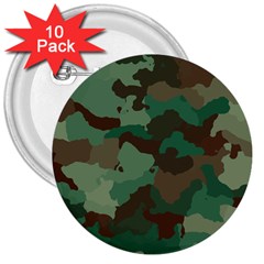 Camouflage Pattern A Completely Seamless Tile Able Background Design 3  Buttons (10 Pack)  by Simbadda