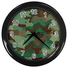 Camouflage Pattern A Completely Seamless Tile Able Background Design Wall Clocks (black) by Simbadda