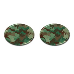 Camouflage Pattern A Completely Seamless Tile Able Background Design Cufflinks (oval) by Simbadda