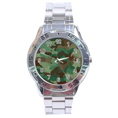 Camouflage Pattern A Completely Seamless Tile Able Background Design Stainless Steel Analogue Watch by Simbadda