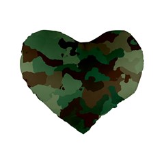 Camouflage Pattern A Completely Seamless Tile Able Background Design Standard 16  Premium Heart Shape Cushions by Simbadda