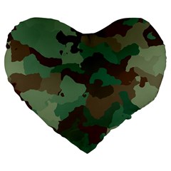 Camouflage Pattern A Completely Seamless Tile Able Background Design Large 19  Premium Flano Heart Shape Cushions by Simbadda