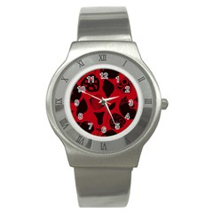 Congregation Of Floral Shades Pattern Stainless Steel Watch by Simbadda