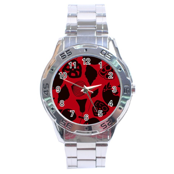 Congregation Of Floral Shades Pattern Stainless Steel Analogue Watch