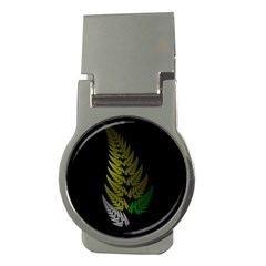 Drawing Of A Fractal Fern On Black Money Clips (Round) 