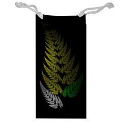 Drawing Of A Fractal Fern On Black Jewelry Bag