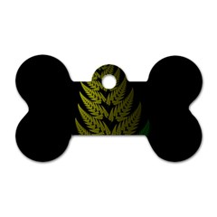 Drawing Of A Fractal Fern On Black Dog Tag Bone (One Side)