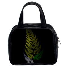 Drawing Of A Fractal Fern On Black Classic Handbags (2 Sides)