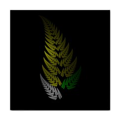 Drawing Of A Fractal Fern On Black Face Towel