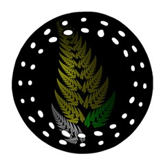 Drawing Of A Fractal Fern On Black Ornament (round Filigree) by Simbadda