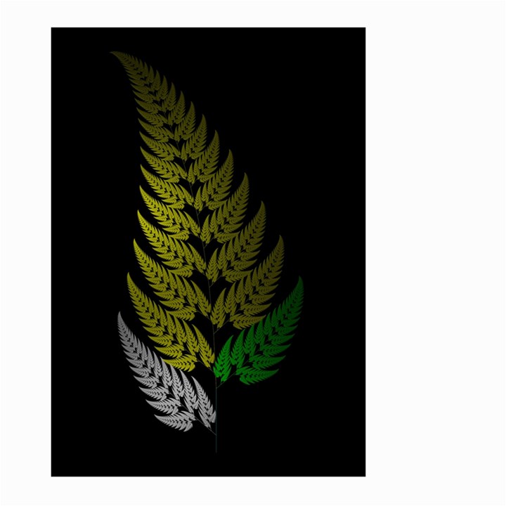 Drawing Of A Fractal Fern On Black Large Garden Flag (Two Sides)