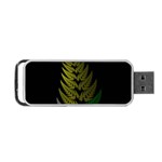 Drawing Of A Fractal Fern On Black Portable USB Flash (Two Sides) Front