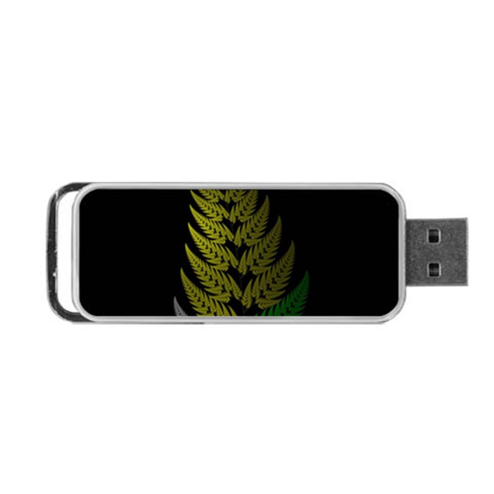 Drawing Of A Fractal Fern On Black Portable USB Flash (Two Sides)