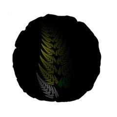 Drawing Of A Fractal Fern On Black Standard 15  Premium Round Cushions