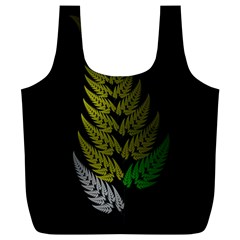 Drawing Of A Fractal Fern On Black Full Print Recycle Bags (L) 