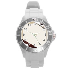 Greeting Card Coffee Mood Round Plastic Sport Watch (l) by Simbadda