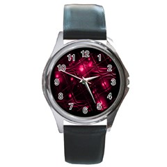 Picture Of Love In Magenta Declaration Of Love Round Metal Watch by Simbadda