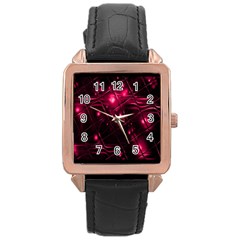 Picture Of Love In Magenta Declaration Of Love Rose Gold Leather Watch  by Simbadda