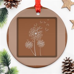 Dandelion Frame Card Template For Scrapbooking Round Ornament (two Sides)