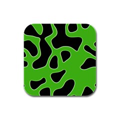 Black Green Abstract Shapes A Completely Seamless Tile Able Background Rubber Square Coaster (4 Pack)  by Simbadda