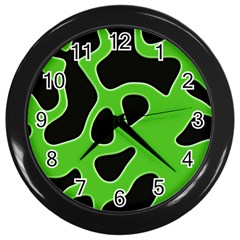 Black Green Abstract Shapes A Completely Seamless Tile Able Background Wall Clocks (black) by Simbadda