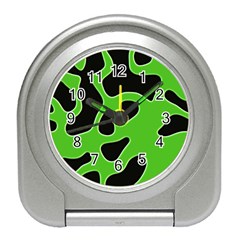 Black Green Abstract Shapes A Completely Seamless Tile Able Background Travel Alarm Clocks by Simbadda