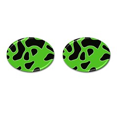 Black Green Abstract Shapes A Completely Seamless Tile Able Background Cufflinks (oval) by Simbadda