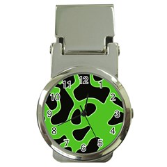 Black Green Abstract Shapes A Completely Seamless Tile Able Background Money Clip Watches by Simbadda