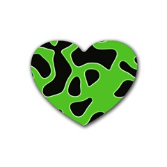 Black Green Abstract Shapes A Completely Seamless Tile Able Background Rubber Coaster (heart)  by Simbadda