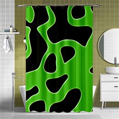 Black Green Abstract Shapes A Completely Seamless Tile Able Background Shower Curtain 48  X 72  (small)  by Simbadda