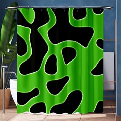 Black Green Abstract Shapes A Completely Seamless Tile Able Background Shower Curtain 60  X 72  (medium)  by Simbadda