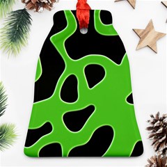 Black Green Abstract Shapes A Completely Seamless Tile Able Background Bell Ornament (two Sides) by Simbadda