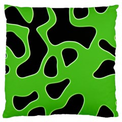 Black Green Abstract Shapes A Completely Seamless Tile Able Background Large Flano Cushion Case (one Side) by Simbadda